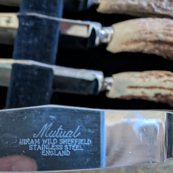 Antique Stag/Antler Horn Steak knives Set 6 Made In England - Picture 7 of 8